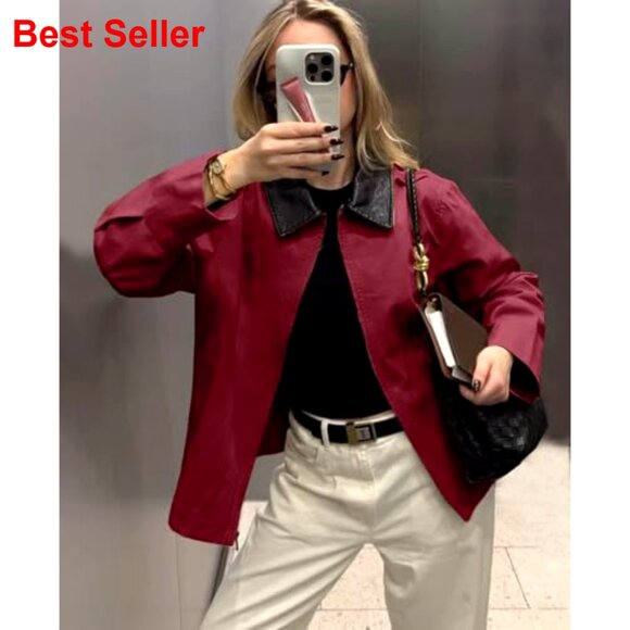 Oversized Barn Jacket Lightweight Zip Up Collar Casual Streetwear - Picture 5 of 7